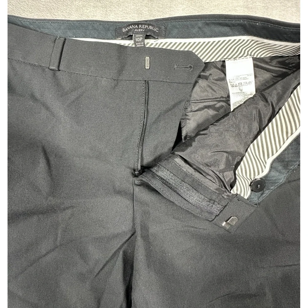Banana Republic Avery Trouser Pants Womens Size 10P Black Stretch Wool Slacks